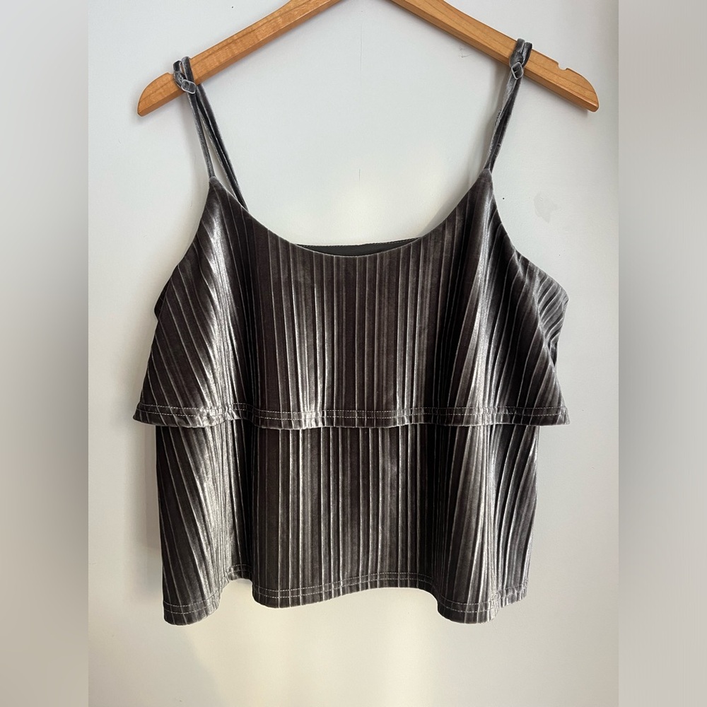 Jack by BB Dakota Elegant Grey Velvet Women's Top